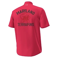 Men's Under Armour  Red Maryland Terrapins Gameday Armourfuse Camp Button-Up Shirt