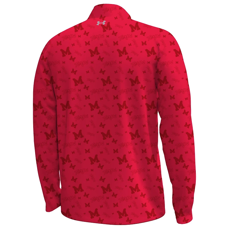 Men's Under Armour  Red Maryland Terrapins Gameday Armourfuse Half-Zip Top