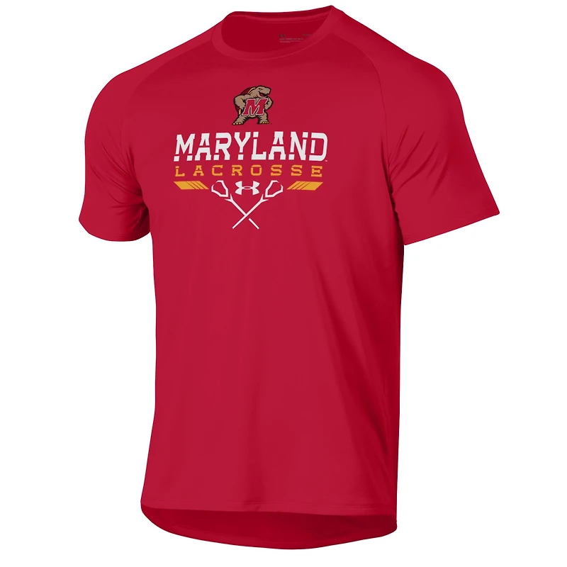 Men's Under Armour Red Maryland Terrapins Lacrosse Icon Raglan Performance T-Shirt