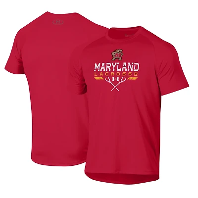 Men's Under Armour Red Maryland Terrapins Lacrosse Icon Raglan Performance T-Shirt