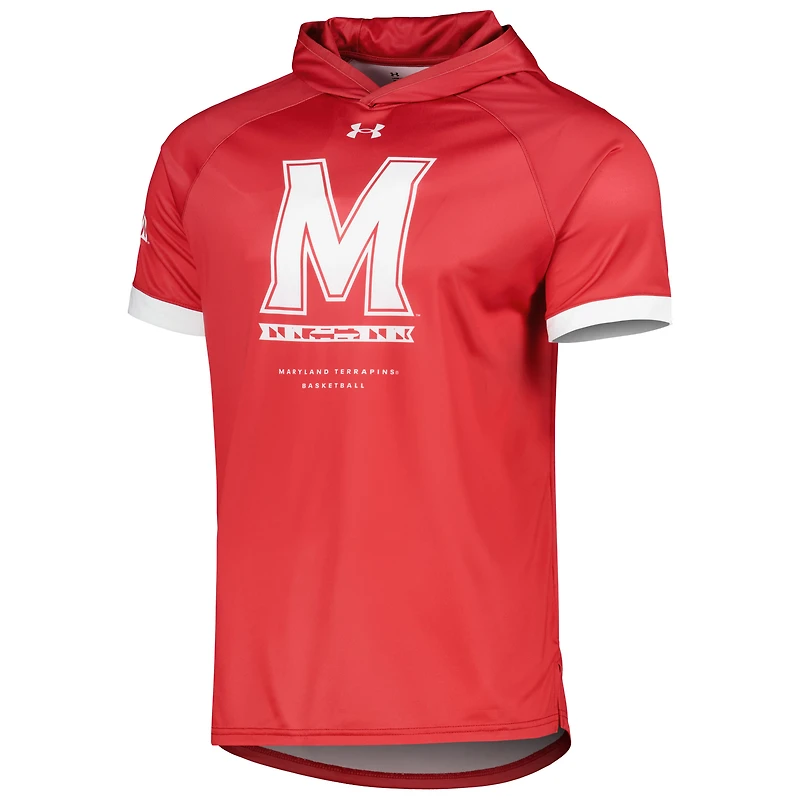T-shirt à capuche rouge raglan pour hommes Under Armour Maryland Terrapins On-Court