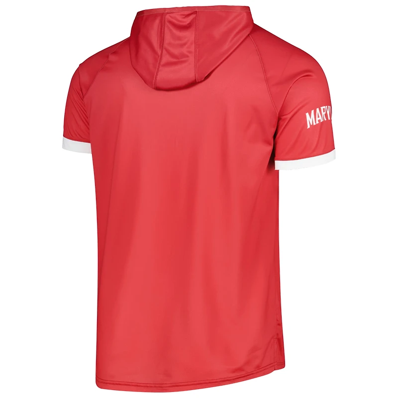 T-shirt à capuche rouge raglan pour hommes Under Armour Maryland Terrapins On-Court