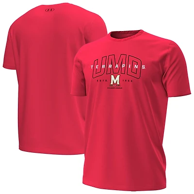 T-shirt Under Armour rouge Maryland Terrapins Overlay Performance pour homme