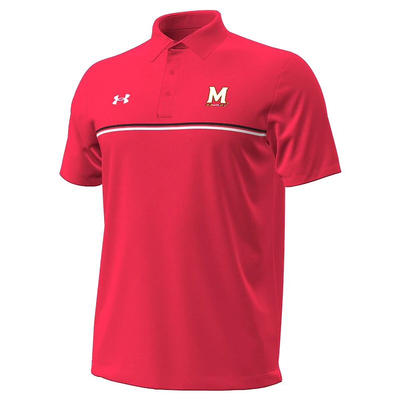 Men's Under Armour Red Maryland Terrapins Performance Drive Chest Stripe Polo