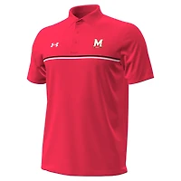 Men's Under Armour Red Maryland Terrapins Performance Drive Chest Stripe Polo