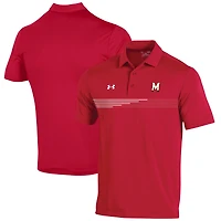 Men's Under Armour Red Maryland Terrapins Tee To Green Stripe Polo