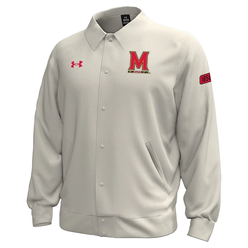 Men's Under Armour Stone Maryland Terrapins Gameday Icon Full-Snap Fleece Jacket