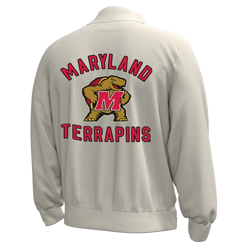 Men's Under Armour Stone Maryland Terrapins Gameday Icon Full-Snap Fleece Jacket