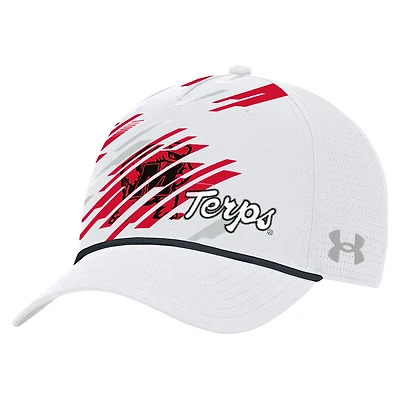 Men's Under Armour White Maryland Terrapins College Essentials Driver Rope Iso-Chill Adjustable Hat