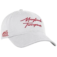 Men's Under Armour White Maryland Terrapins College Essentials Washed Cotton Blend Adjustable Hat