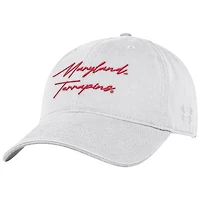Men's Under Armour White Maryland Terrapins College Essentials Washed Cotton Blend Adjustable Hat