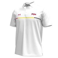 Men's Under Armour White Maryland Terrapins Playoff Chest Stripe Performance Polo