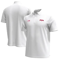Polo Performance à rayures sur la poitrine pour homme Under Armour Maryland Terrapins Playoff White