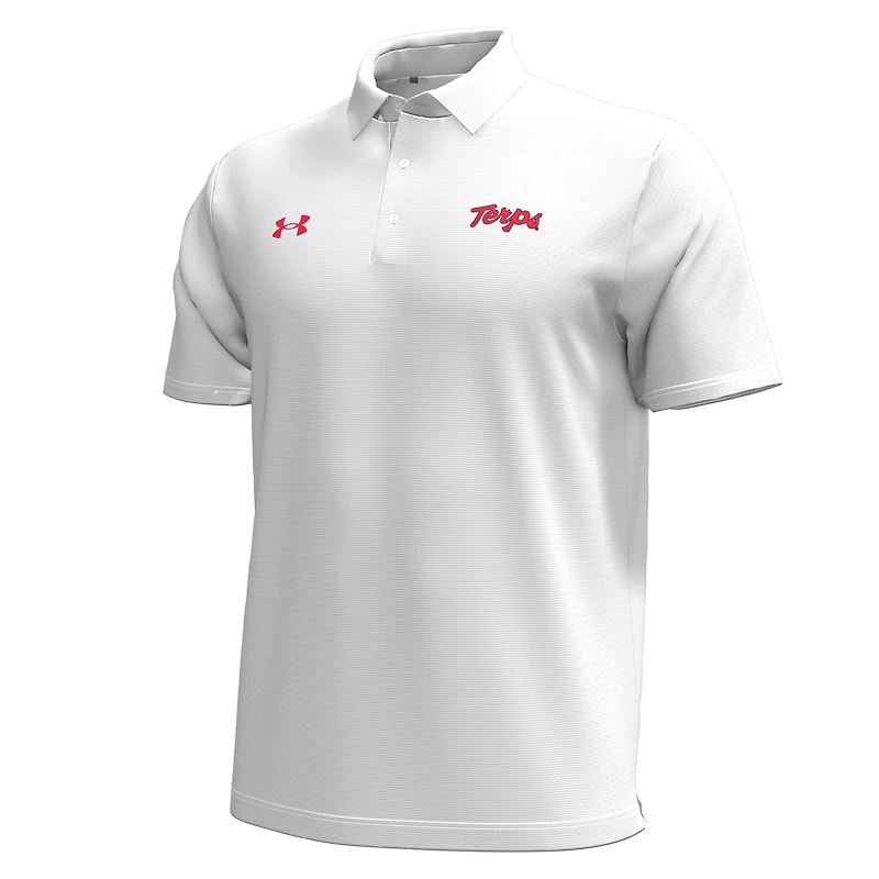 Men's Under Armour White Maryland Terrapins Playoff Chest Stripe Performance Polo
