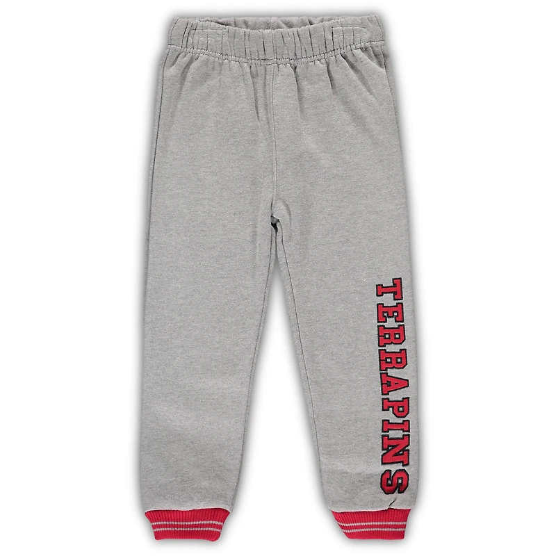 Ensemble sweat à capuche et pantalon de survêtement Maryland Terrapins Poppies Colosseum rouge/gris chiné pour tout-petit