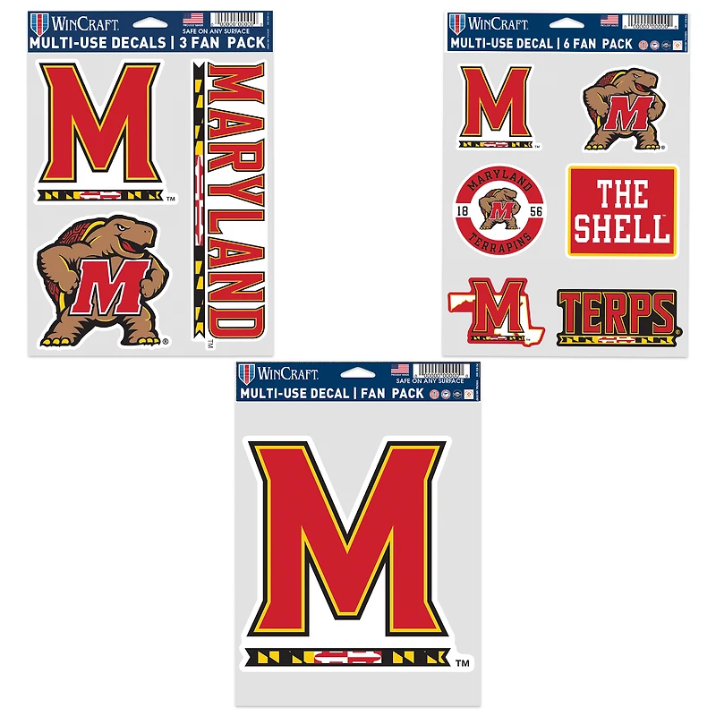 Lot de trois autocollants WinCraft Maryland Terrapins