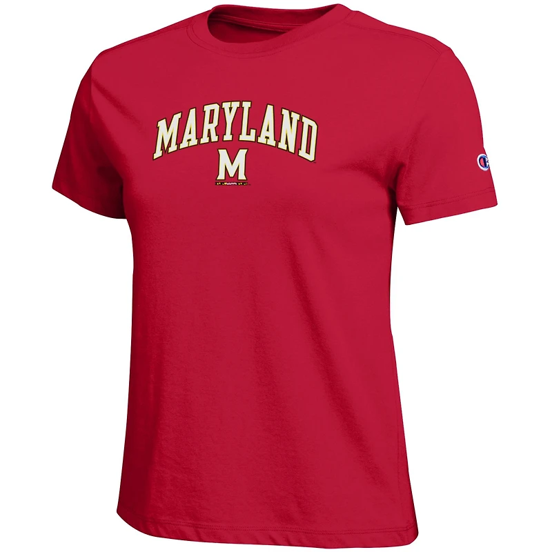 Women's Champion  Red Maryland Terrapins Arched Over Logo T-Shirt