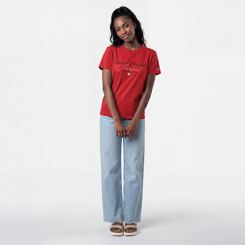 T-shirt de mode féminin Champion Red Maryland Terrapins