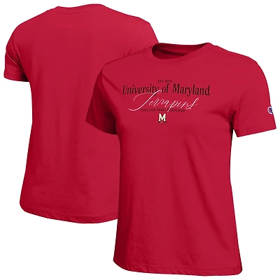 T-shirt de mode féminin Champion Red Maryland Terrapins