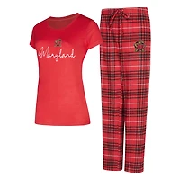 Women's Concepts Sport  Red Maryland Terrapins Vector Top & Flannel Pants Sleep Set