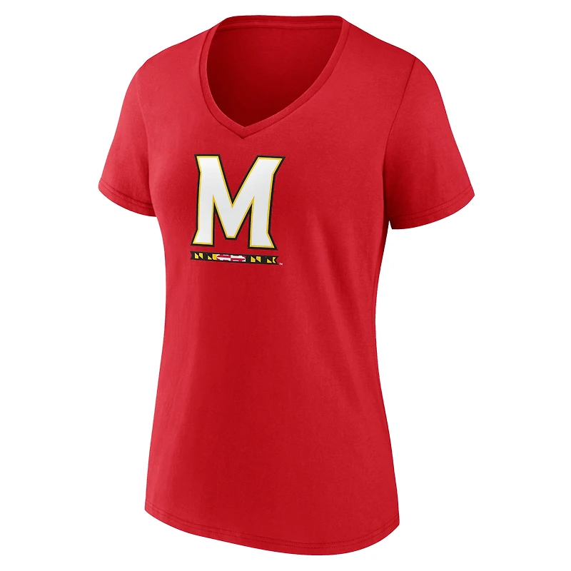 Women's Fanatics Red Maryland Terrapins Logo V-Neck T-Shirt