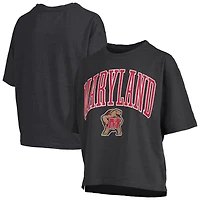 Women's Pressbox Red Maryland Terrapins Nelson Arch Over Logo Waist Length Oversized Slub T-Shirt