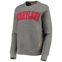 Women's Pressbox Heather Charcoal Maryland Terrapins Moose Quilted Pullover Sweatshirt