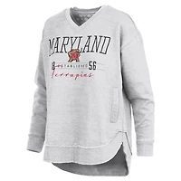 Women's Pressbox  Heather Gray Maryland Terrapins Marcus East Hall Poncho V-Neck Sweatshirt