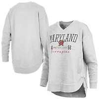 Women's Pressbox  Heather Gray Maryland Terrapins Marcus East Hall Poncho V-Neck Sweatshirt