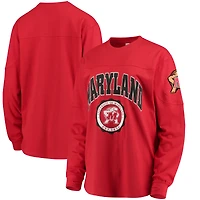 Women's Pressbox Red Maryland Terrapins Edith Long Sleeve Oversized Top