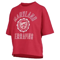 T-shirt oversize à manches longues et coupe ample en jersey chiné rouge Pressbox Maryland Terrapins pour femme