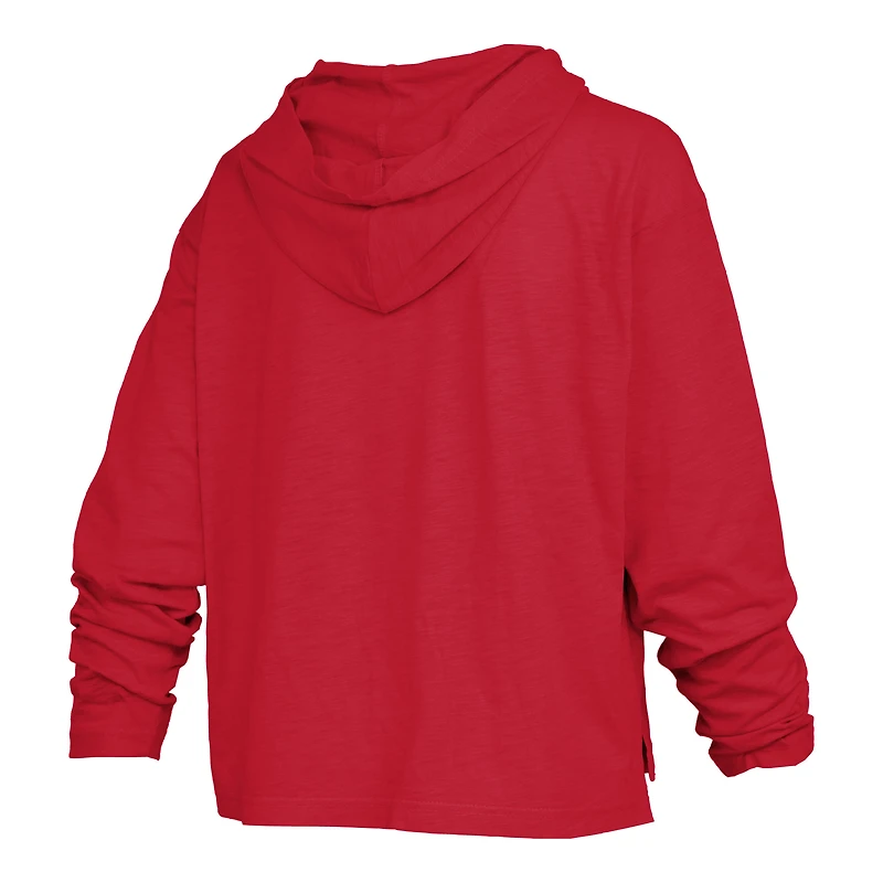 T-shirt à capuche manches longues Pressbox Red Maryland Terrapins Nelson Arch Over Logo pour femmes