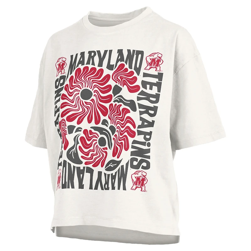 Women's Pressbox White Maryland Terrapins Elena Oversized Slub T-Shirt