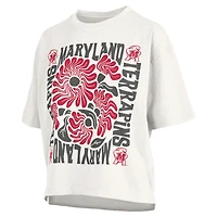 Women's Pressbox  White Maryland Terrapins Elena Oversized Slub T-Shirt