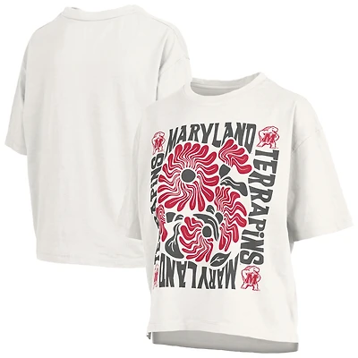 T-shirt oversize en jersey flammé blanc Pressbox Maryland Terrapins Elena pour femme