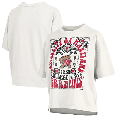 T-shirt oversize en jersey flammé blanc Pressbox Maryland Terrapins Harmony pour femme