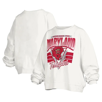 Sweat-shirt surdimensionné à logo rétro Janice des Maryland Terrapins pour femme Pressbox White