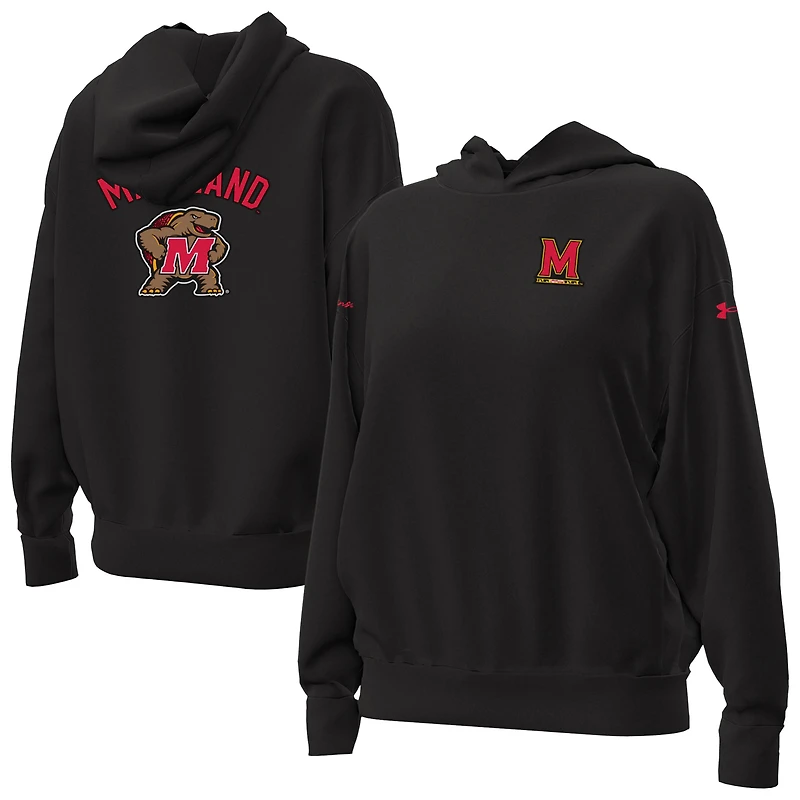 Women's Under Armour Black Maryland Terrapins Oversized Gameday Icon Hoodie