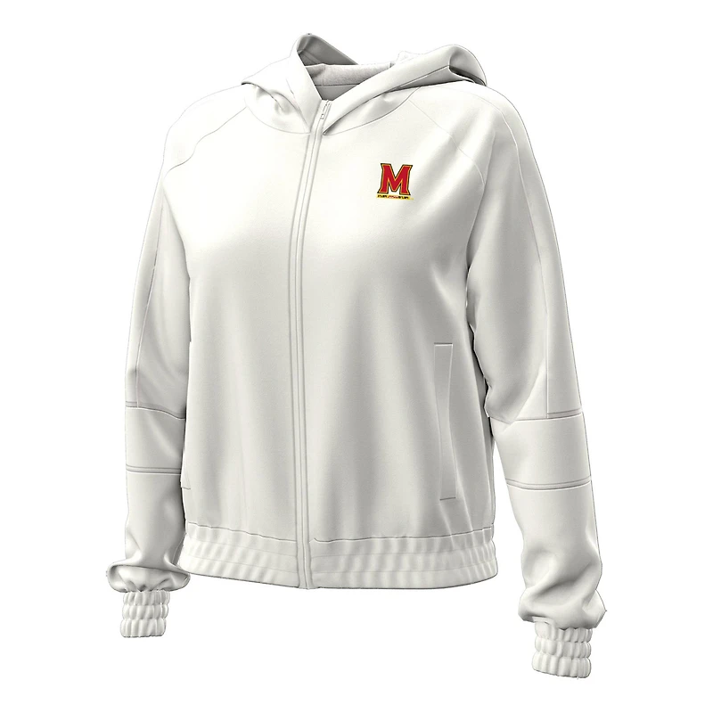Women's Under Armour Natural Maryland Terrapins Gameday Rival Fleece Full-Zip Cropped Hoodie