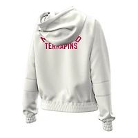 Women's Under Armour Natural Maryland Terrapins Gameday Rival Fleece Full-Zip Cropped Hoodie