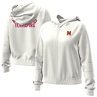 Women's Under Armour Natural Maryland Terrapins Gameday Rival Fleece Full-Zip Cropped Hoodie