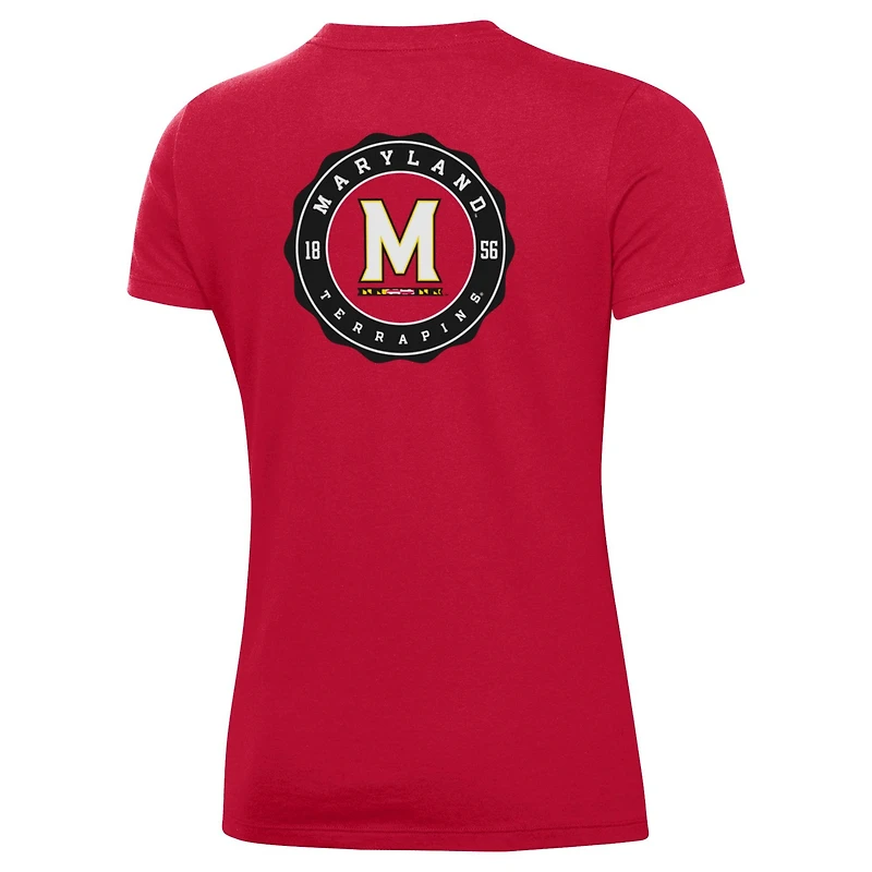 T-shirt Under Armour Maryland Terrapins Essentials 2-Hit Performance pour femme, rouge