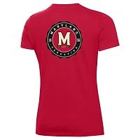 T-shirt Under Armour Maryland Terrapins Essentials 2-Hit Performance pour femme, rouge