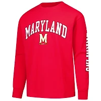 T-shirt à manches longues avec logo vieilli Maryland Terrapins Red Youth Champion