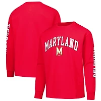 T-shirt à manches longues avec logo vieilli Maryland Terrapins Red Youth Champion