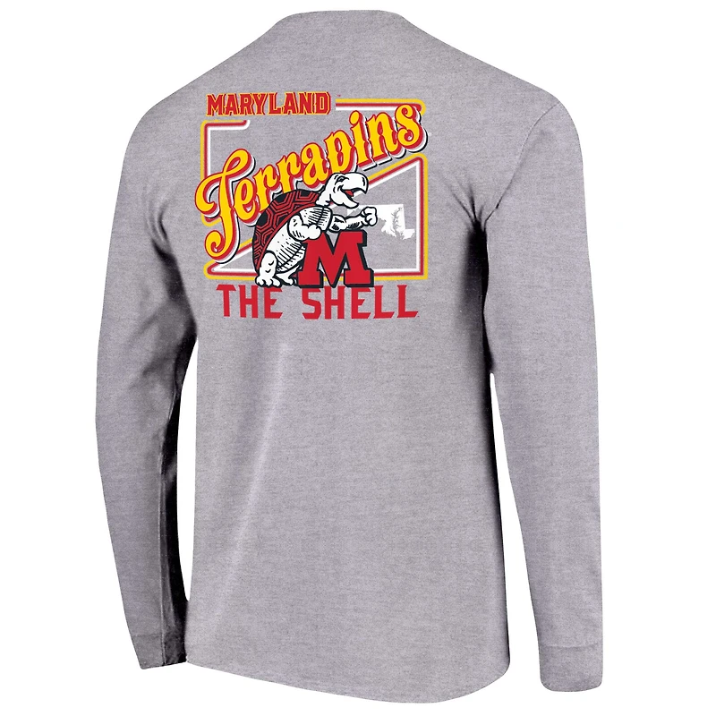 T-shirt gris à manches longues avec script rétro des Maryland Terrapins pour jeunes