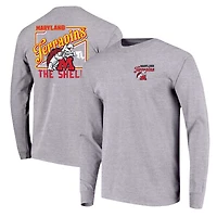 T-shirt gris à manches longues avec script rétro des Maryland Terrapins pour jeunes