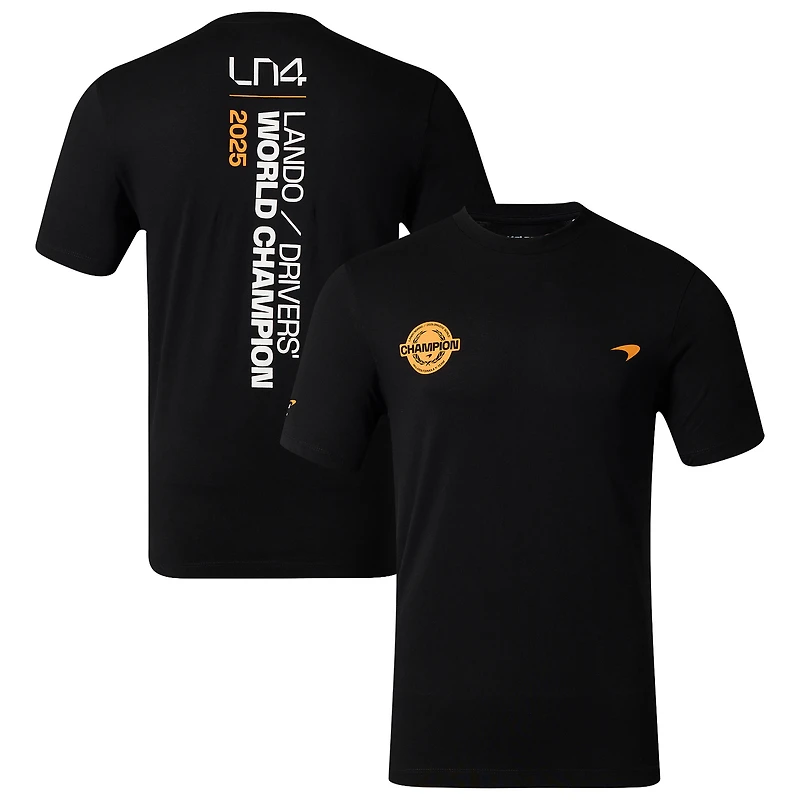 Men's Castore Lando Norris Black McLaren F1 Team 2025 Drivers' World Champion Driver T-Shirt