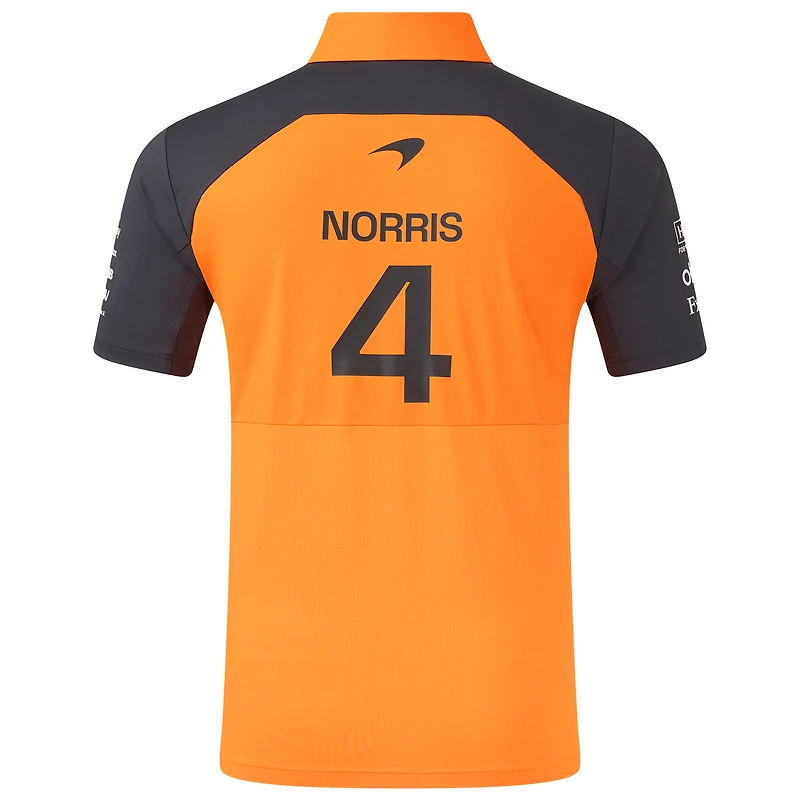 Polo pilote réplique McLaren F1 Team 2025 orange/anthracite pour homme Lando Norris