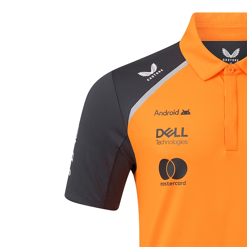 Polo pilote réplique McLaren F1 Team 2025 orange/anthracite pour homme Lando Norris